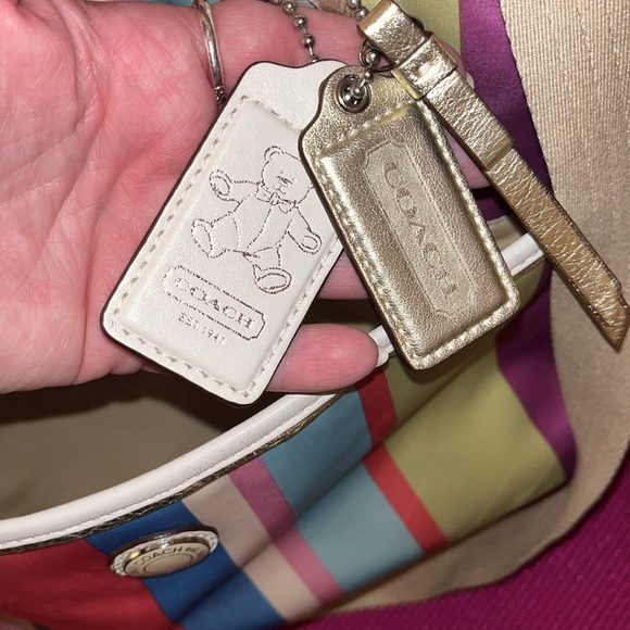 Coach diaper bag in multi-colored stripes, VGUC - Picture 7 of 13